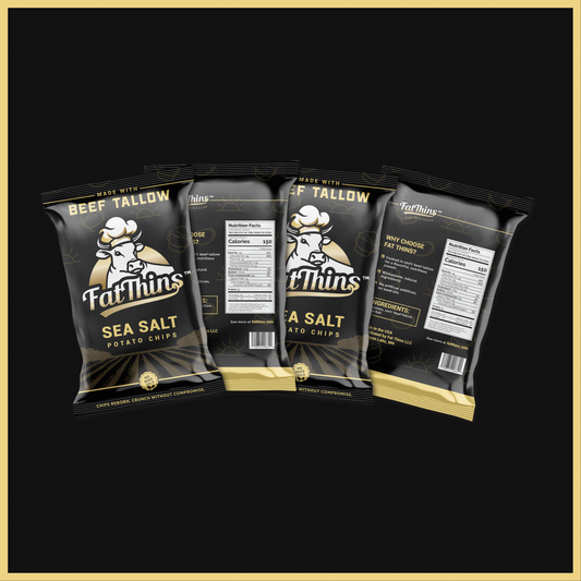Fat Thins Sea Salt Tallow Chips - 6-Pack (5oz Bags) | Beef Tallow Potato Chips - Pre-Order